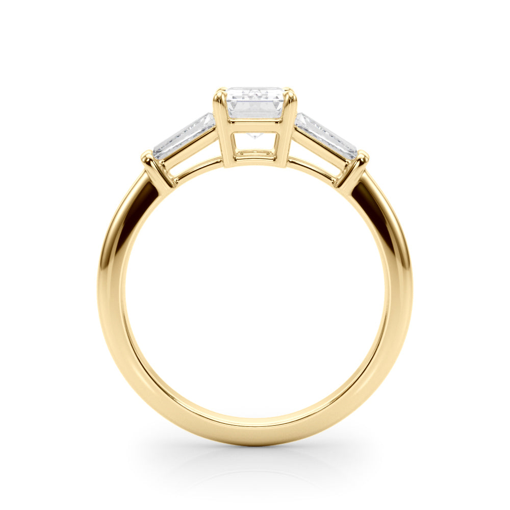 1 1/4 ct Emerald-cut Tapered Baguette Three Stone Diamond Engagement Ring Setting (0.50ctw) In 18k White Gold with 0.75 ct Matching wedding band - simonbjewels.co