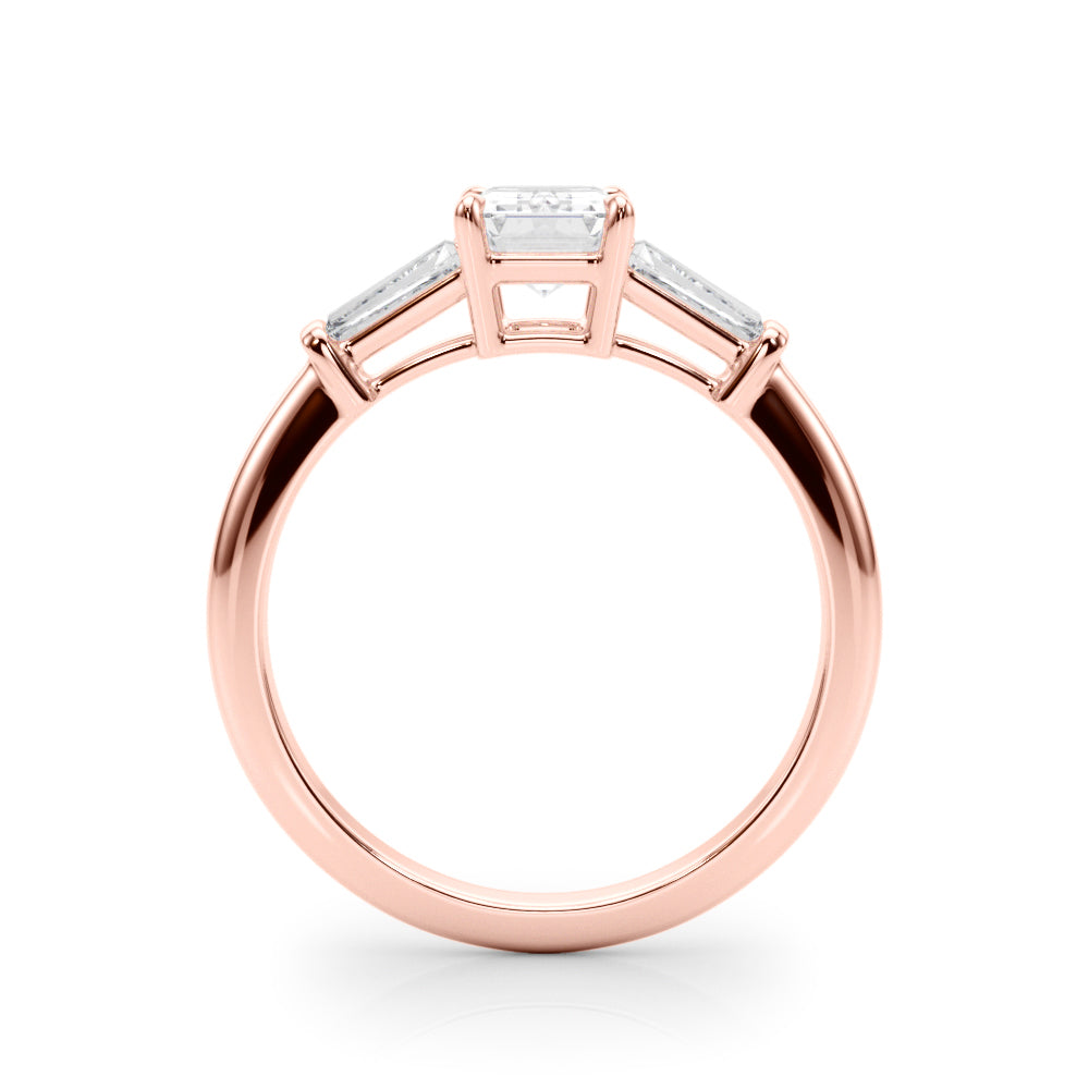 1 1/4 ct Emerald-cut Tapered Baguette Three Stone Diamond Engagement Ring Setting (0.50ctw) In 18k White Gold with 0.75 ct Matching wedding band - simonbjewels.co