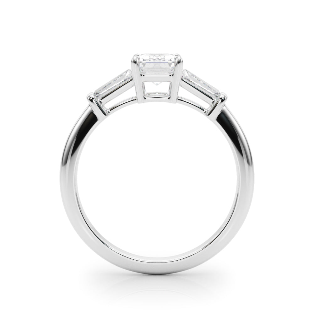 1 1/4 ct Emerald-cut Tapered Baguette Three Stone Diamond Engagement Ring Setting (0.50ctw) In 18k White Gold with 0.75 ct Matching wedding band - simonbjewels.co