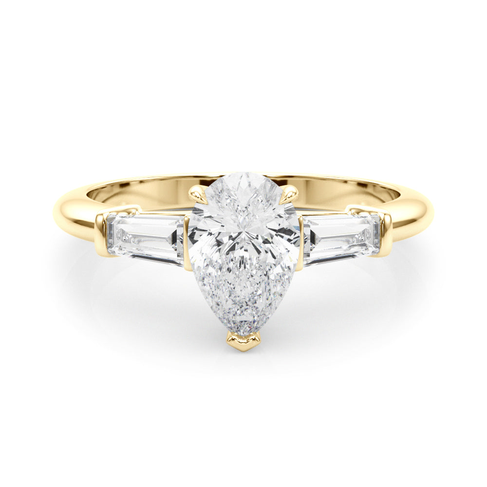 1.70ct Round Brilliant Tapered Baguette Three Stone Diamond Engagement Ring Setting (0.50ctw) In 18k White Gold - simonbjewels.co