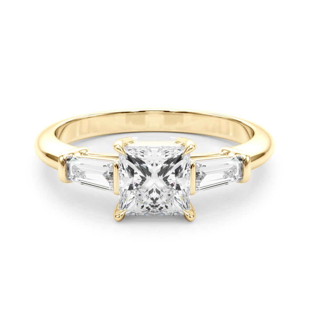 1.55ct Princess-cut Tapered Baguette Three Stone Diamond Engagement Ring Setting (0.50ctw) In 14k White Gold - simonbjewels.co