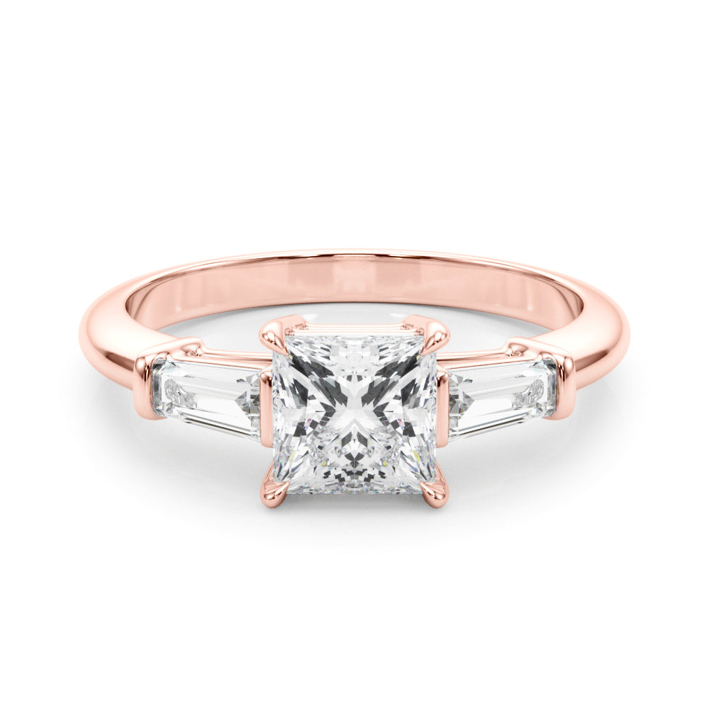 1.55ct Princess-cut Tapered Baguette Three Stone Diamond Engagement Ring Setting (0.50ctw) In 14k White Gold - simonbjewels.co