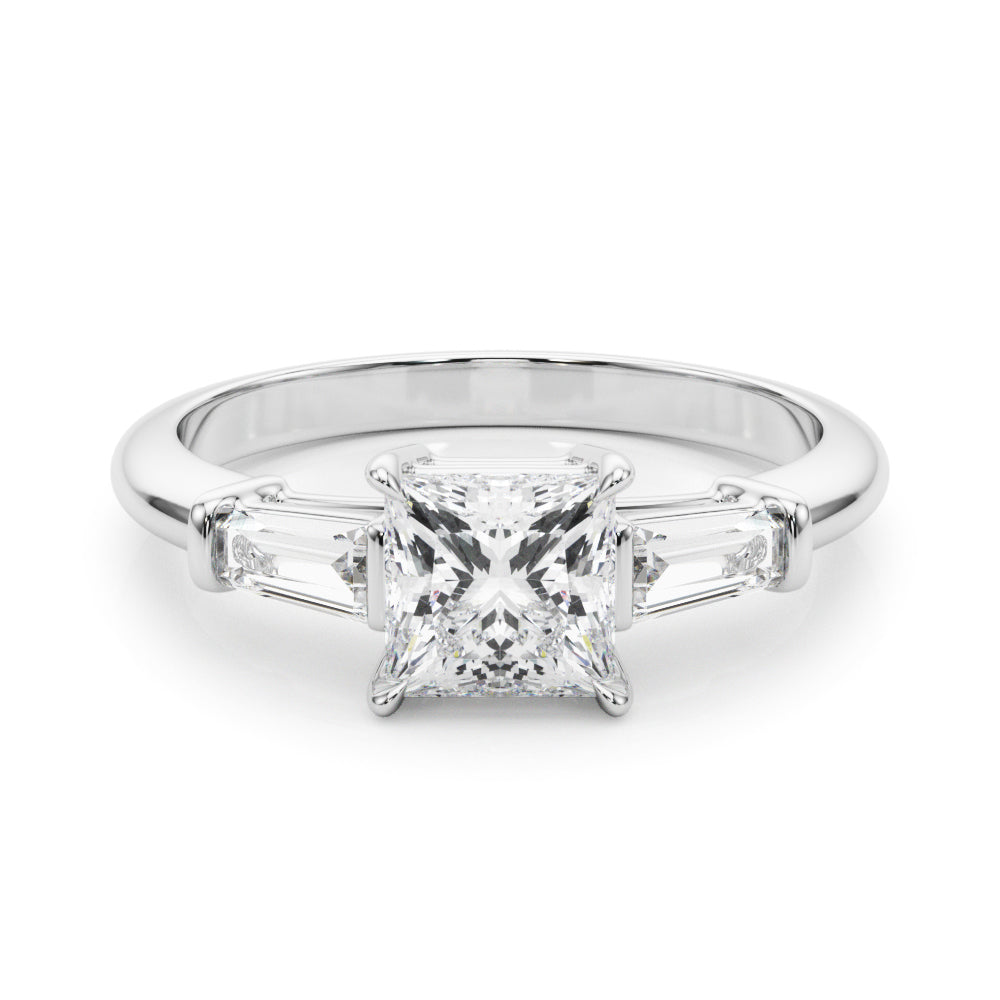 1.55ct Princess-cut Tapered Baguette Three Stone Diamond Engagement Ring Setting (0.50ctw) In 14k White Gold - simonbjewels.co