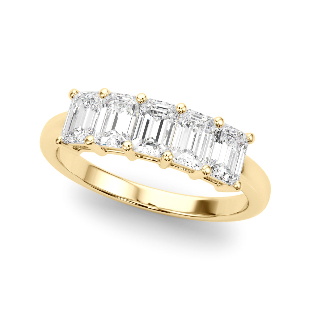 1.50 Carat 5 Stone Emerald cut Diamond Wedding Band Anniversary Ring Set In 14k White Gold - simonbjewels.co