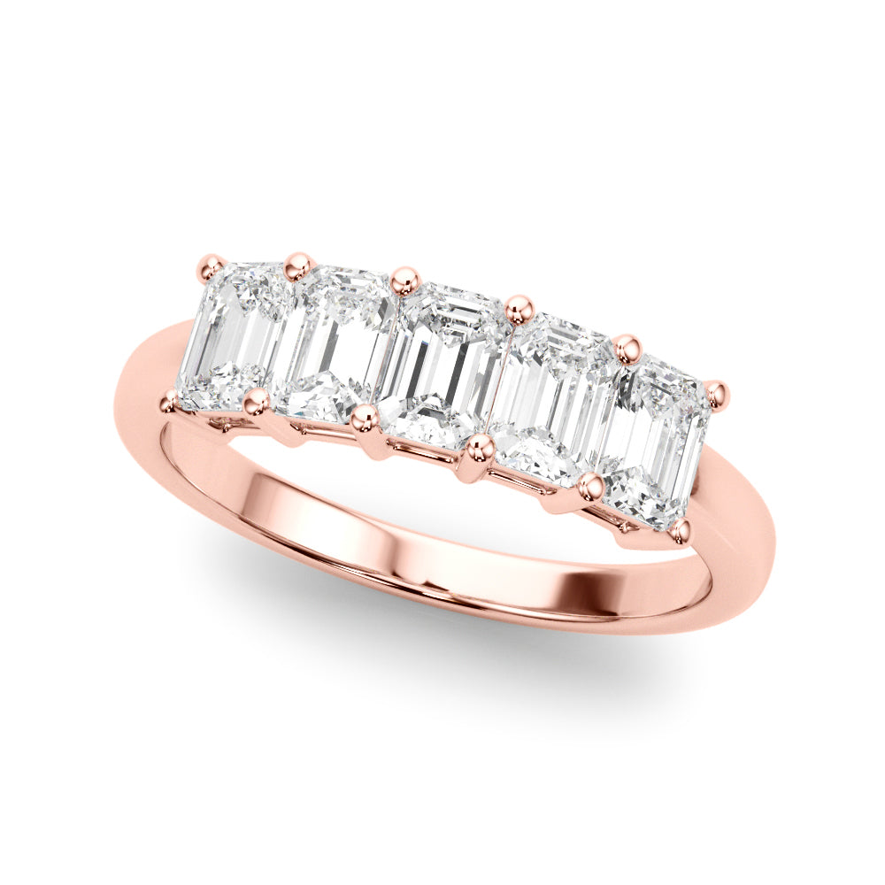 1.50 Carat 5 Stone Emerald cut Diamond Wedding Band Anniversary Ring Set In 14k White Gold - simonbjewels.co