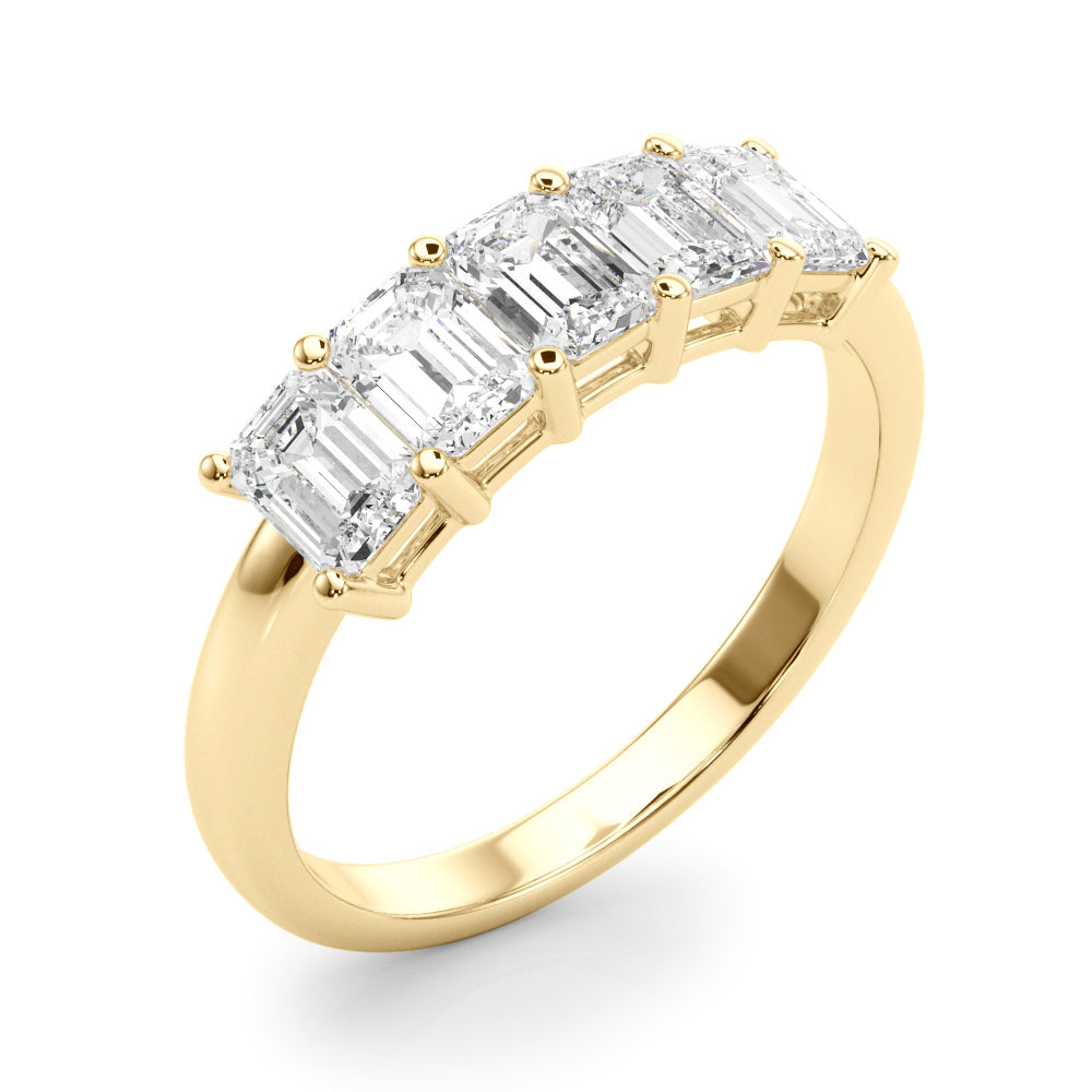 1.50 Carat 5 Stone Emerald cut Diamond Wedding Band Anniversary Ring Set In 14k White Gold - simonbjewels.co