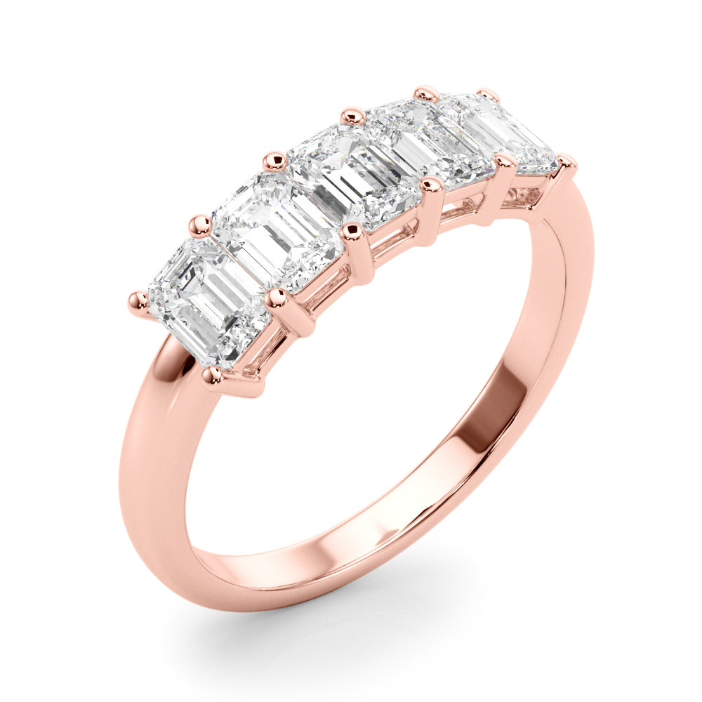 1.50 Carat 5 Stone Emerald cut Diamond Wedding Band Anniversary Ring Set In 14k White Gold - simonbjewels.co