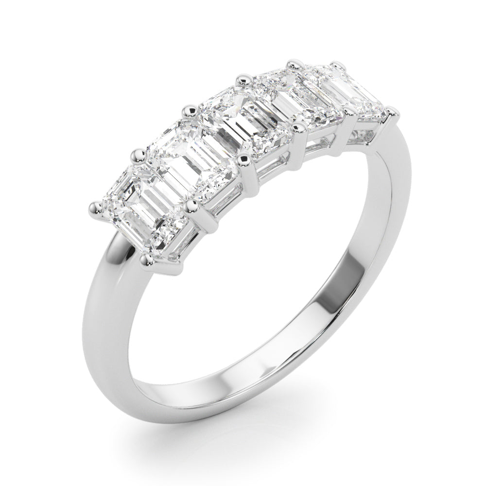 1.50 Carat 5 Stone Emerald cut Diamond Wedding Band Anniversary Ring Set In 14k White Gold - simonbjewels.co