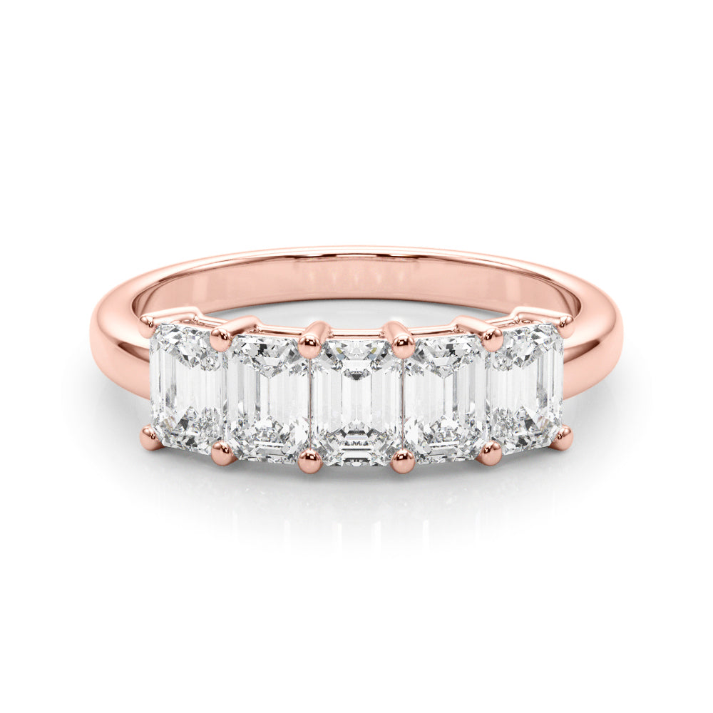 1.50 Carat 5 Stone Emerald cut Diamond Wedding Band Anniversary Ring Set In 14k White Gold - simonbjewels.co