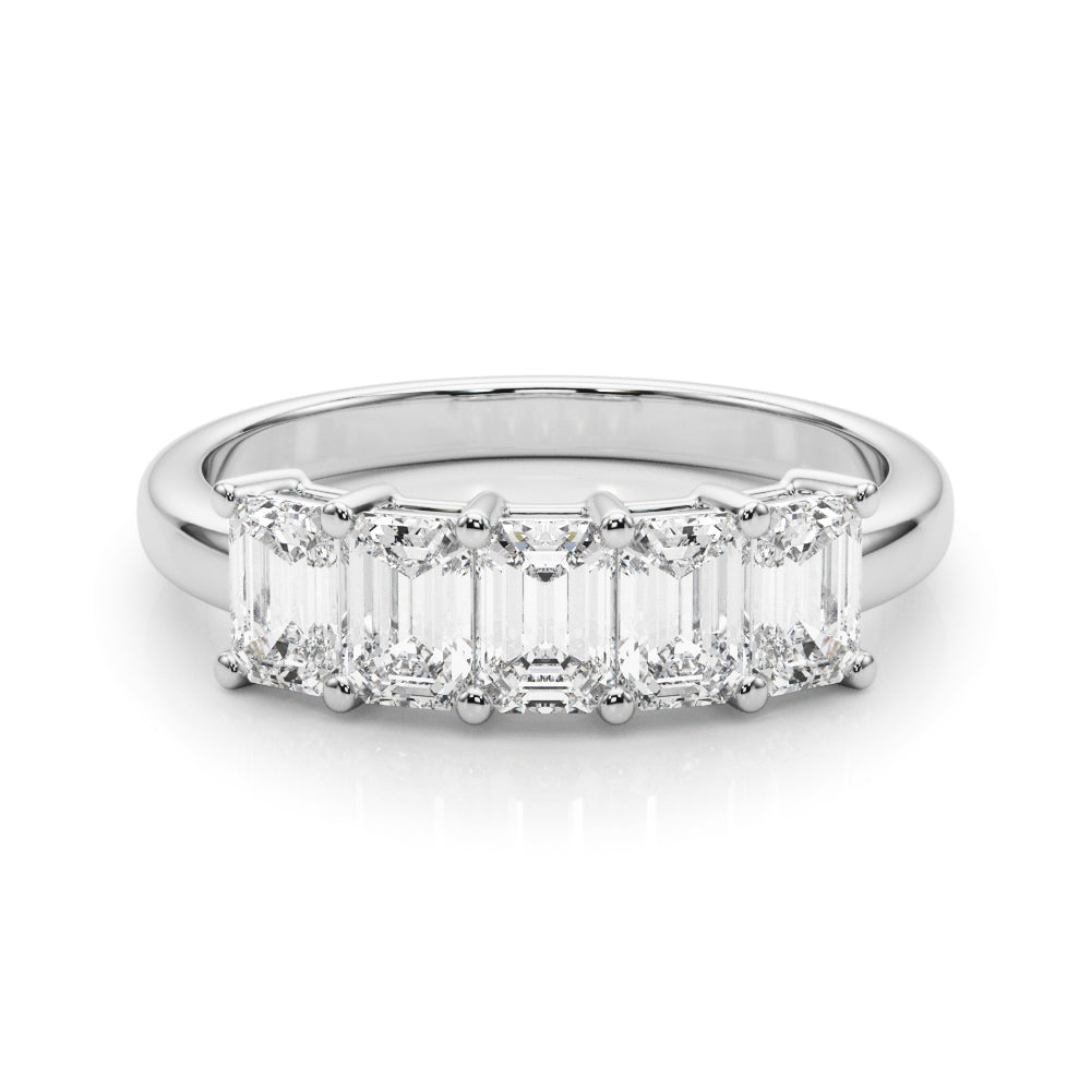1.50 Carat 5 Stone Emerald cut Diamond Wedding Band Anniversary Ring Set In 14k White Gold - simonbjewels.co