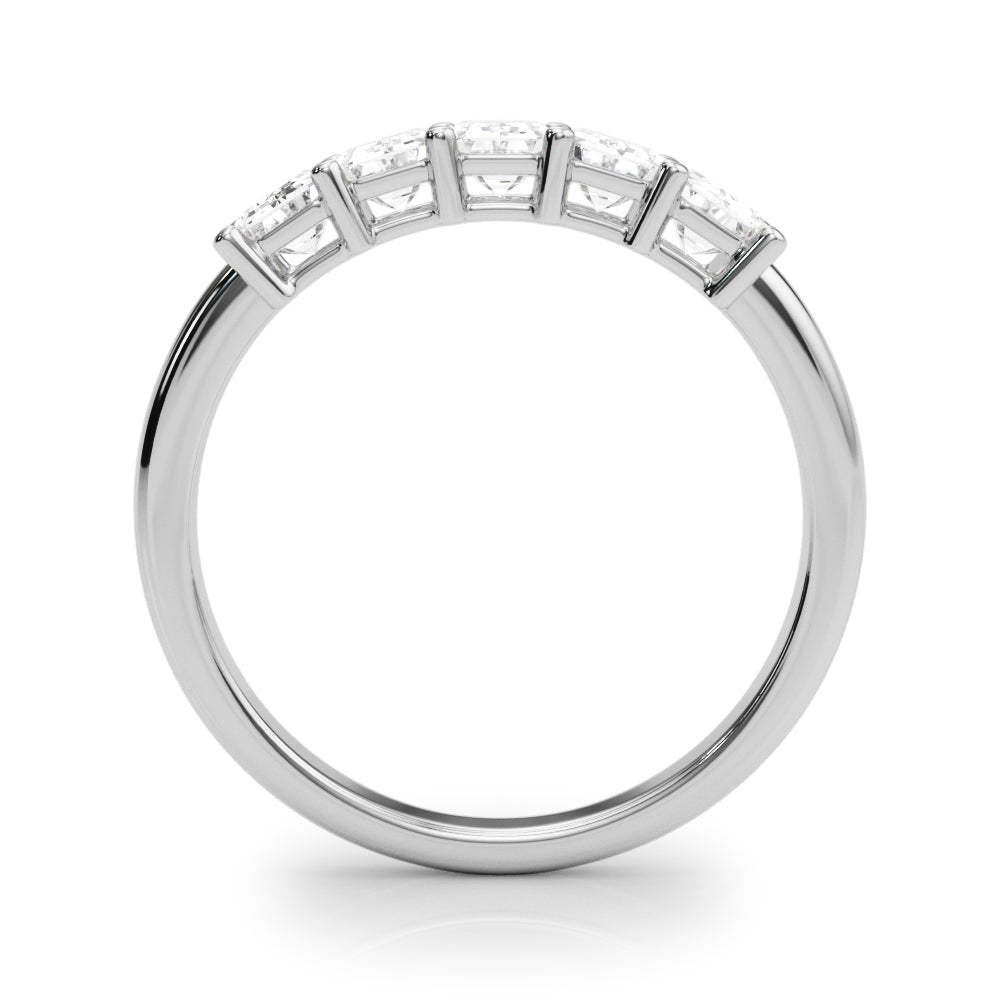 1.50 Carat 5 Stone Emerald cut Diamond Wedding Band Anniversary Ring Set In 14k White Gold - simonbjewels.co