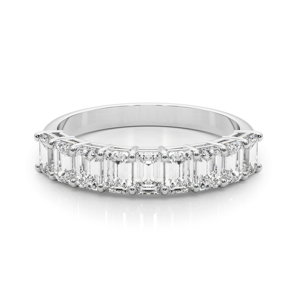 1.50 Carat 9 Stone Emerald cut Diamond Wedding Band Anniversary Ring Set In 14k White Gold