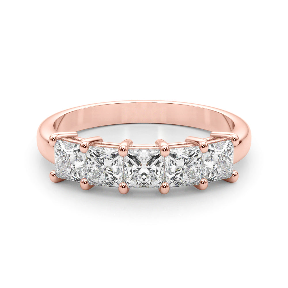 1.00 Ctw 5 Stone Princess-cut Diamond Wedding Band Anniversary Ring Set In 14k White Gold - simonbjewels.co