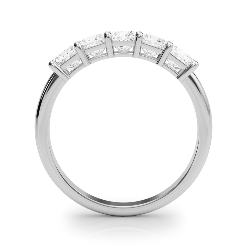 1.00 Ctw 5 Stone Princess-cut Diamond Wedding Band Anniversary Ring Set In 14k White Gold - simonbjewels.co
