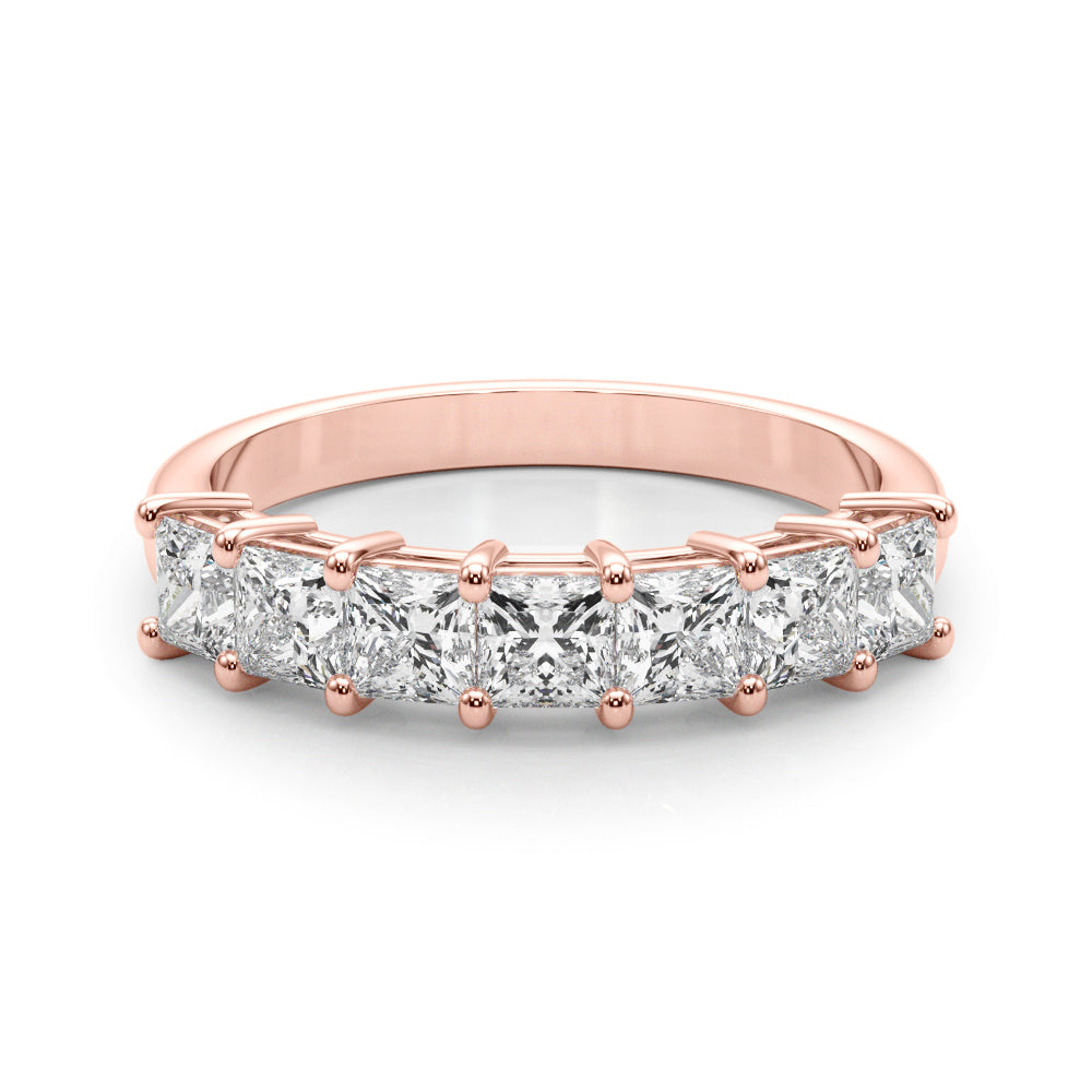 1.25 Carat 7 Stone Princess-cut Diamond Wedding Band Anniversary Ring Set In 14k White Gold - simonbjewels.co