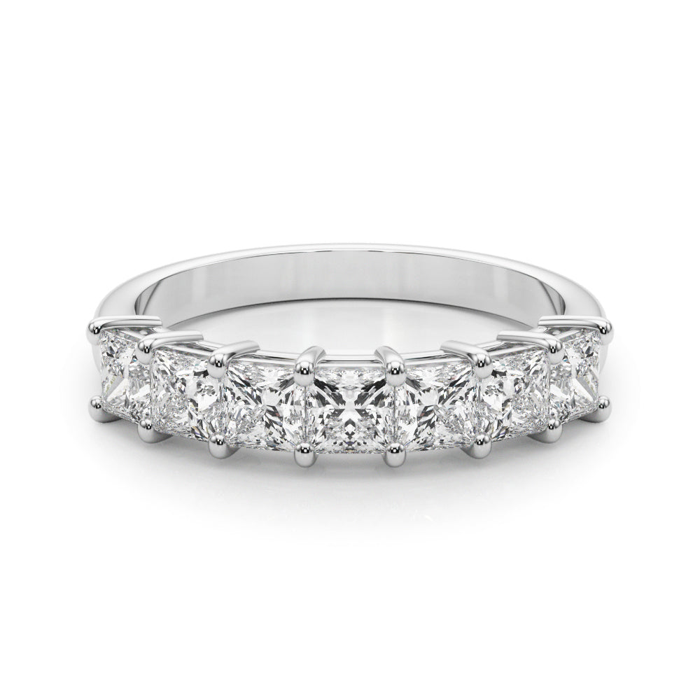 1.25 Carat 7 Stone Princess-cut Diamond Wedding Band Anniversary Ring Set In 14k White Gold