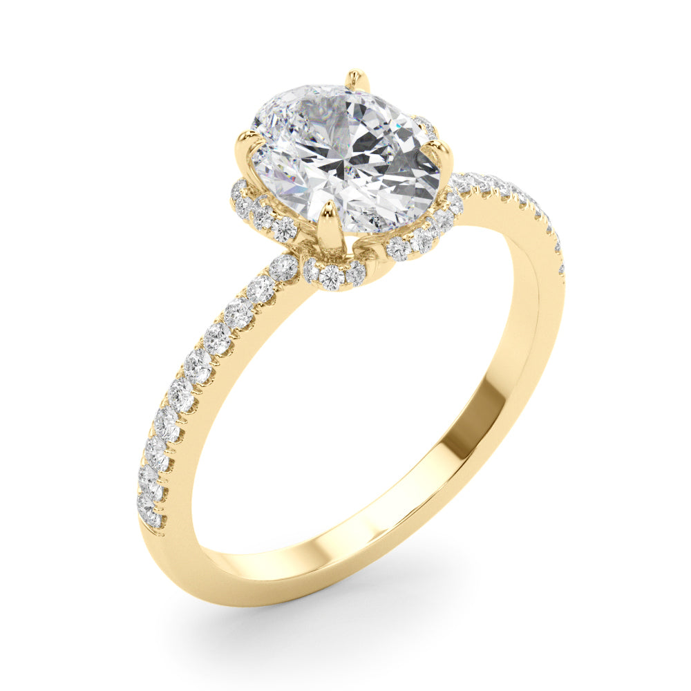 1.50ct Oval Brilliant Halo Flower Micropavé Diamond Engagement Ring Setting (0.25ctw) In 14k White Gold - simonbjewels.co
