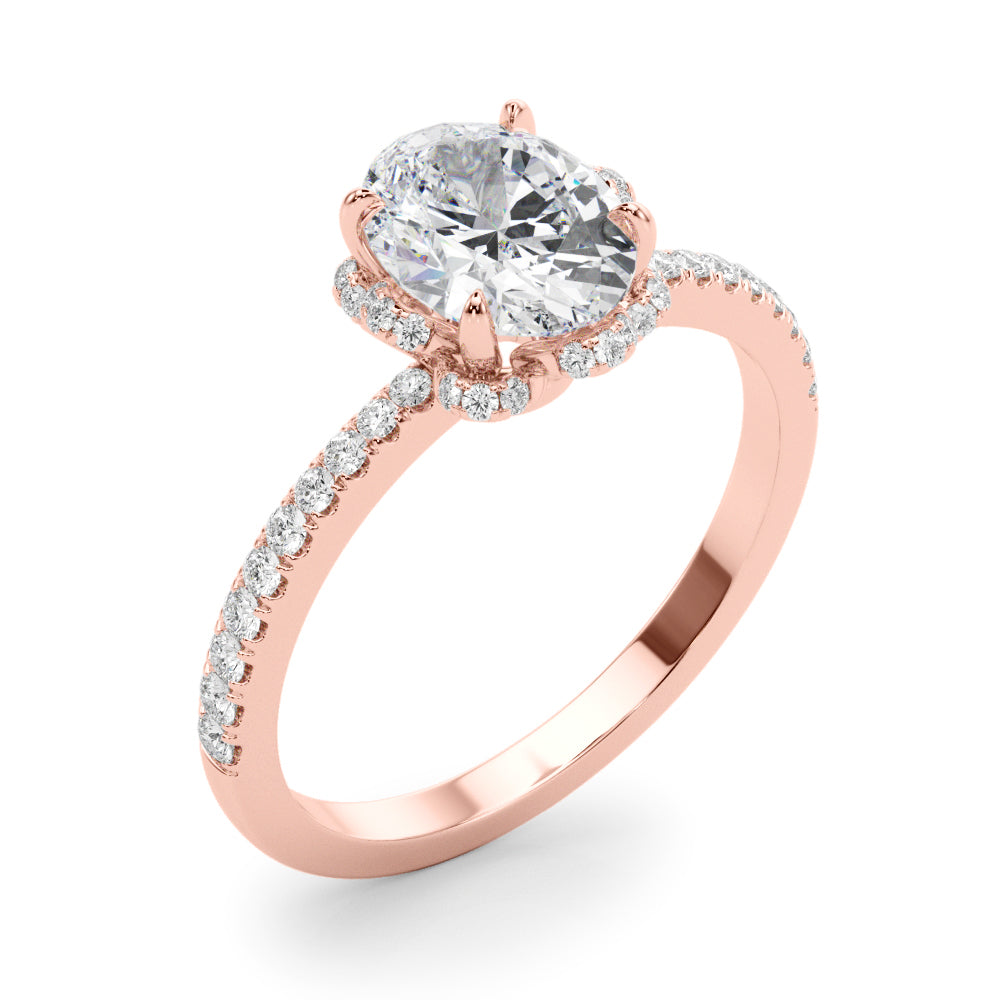 1.50ct Oval Brilliant Halo Flower Micropavé Diamond Engagement Ring Setting (0.25ctw) In 14k White Gold - simonbjewels.co