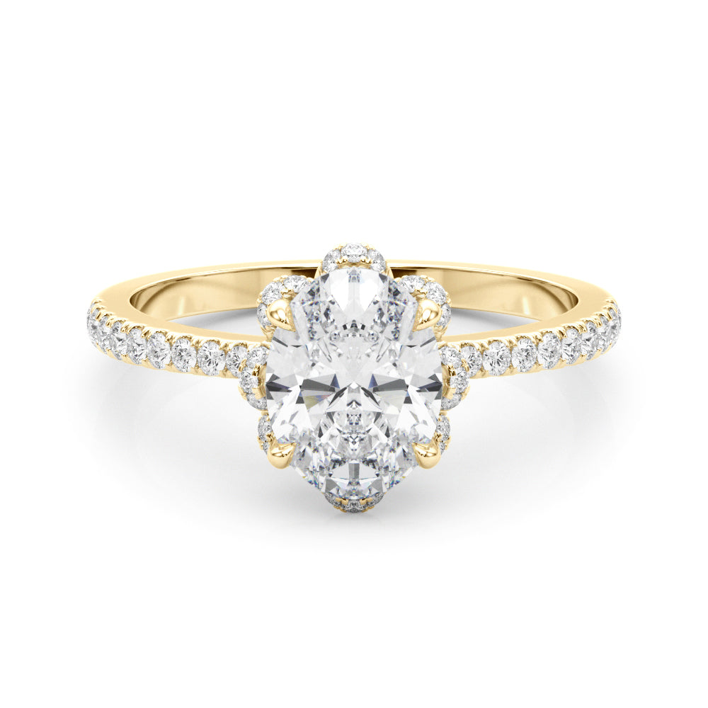 1.50ct Oval Brilliant Halo Flower Micropavé Diamond Engagement Ring Setting (0.25ctw) In 14k White Gold - simonbjewels.co