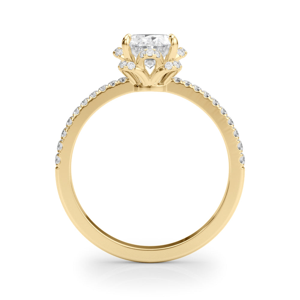 1.50ct Oval Brilliant Halo Flower Micropavé Diamond Engagement Ring Setting (0.25ctw) In 14k White Gold - simonbjewels.co