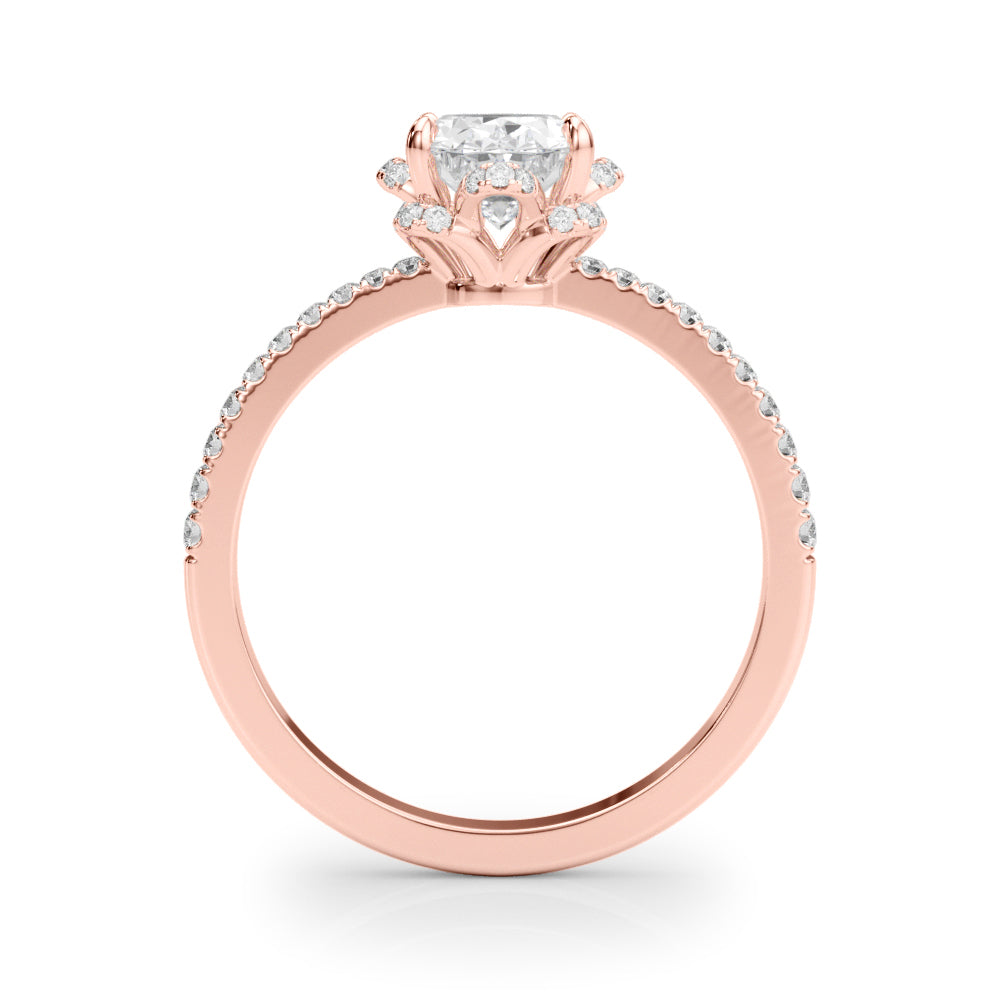 1.50ct Oval Brilliant Halo Flower Micropavé Diamond Engagement Ring Setting (0.25ctw) In 14k White Gold - simonbjewels.co