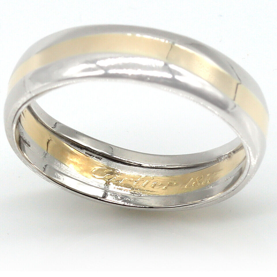 Cartier 18K Yellow White Gold Mens Wedding band Vintage - simonbjewels.co