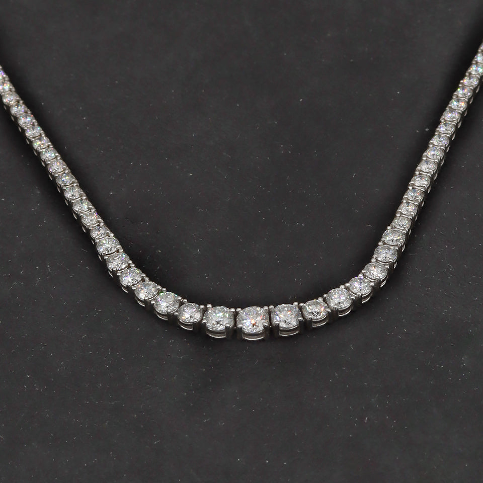 17.07 ctw Round Brilliant Graduated Diamond Rivera Tennis Necklace Set In 14k White Gold - simonbjewels.co