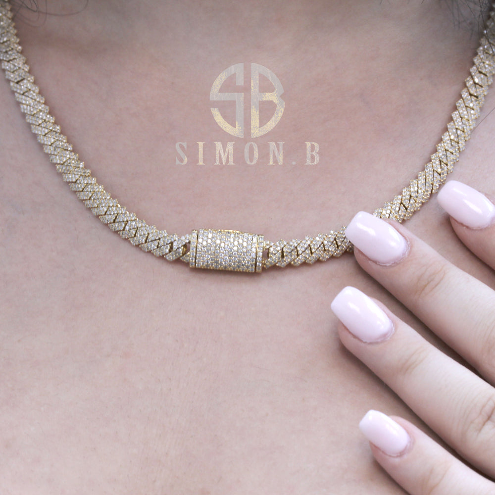 12.41 Carats F-VS Cuban Link Diamond Chain Necklace 66 Grams Solid 14k Gold - simonbjewels.co