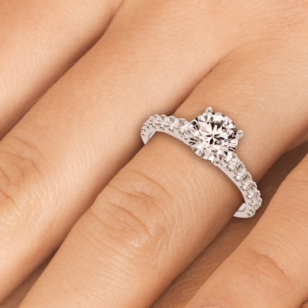1.50ct Round Brilliant Petite Micropavé Diamond Engagement Ring Setting (0.75ctw) In 18k White Gold - simonbjewels.co