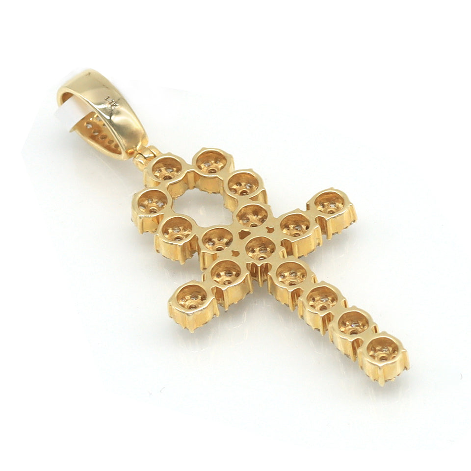 3.85 Carat F-VS Natural Round Diamond Cross Pendant Solid 14k Gold - simonbjewels.co