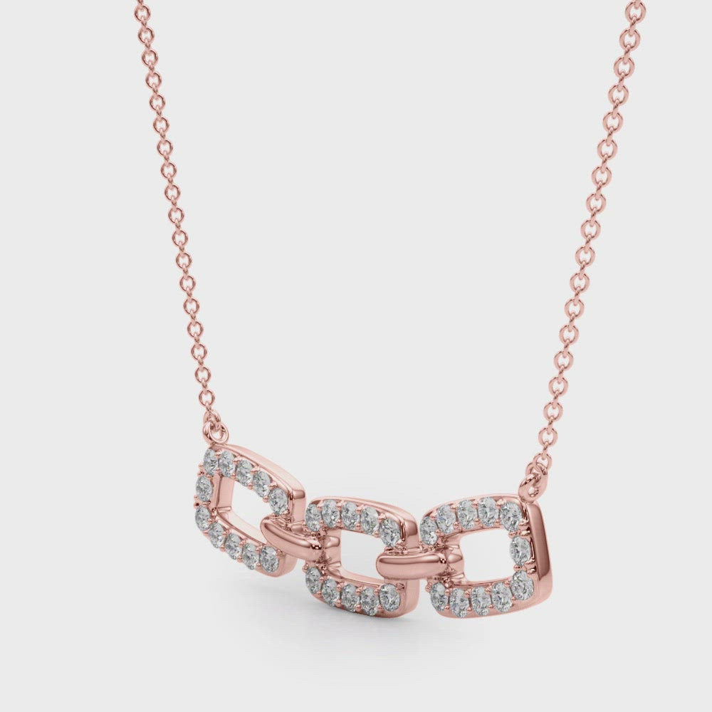 0.50 Carat Micropave Round Diamond Cushion Link Pendant Necklace in 18K Rose Gold Simon B Jewels  Edit alt text