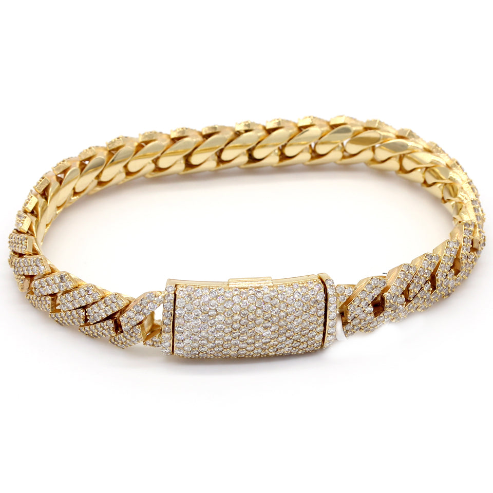 13.62 Carat F-VS Diamond Cuban Link Bracelet 90 Grams 14k Yellow Gold - simonbjewels.co