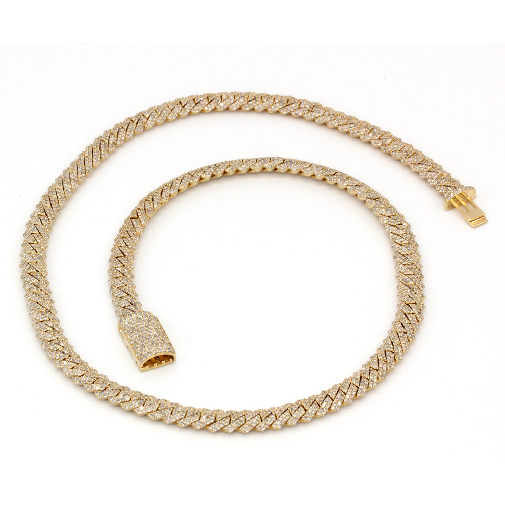 12.41 Carats F-VS Cuban Link Diamond Chain Necklace 66 Grams Solid 14k Gold - simonbjewels.co
