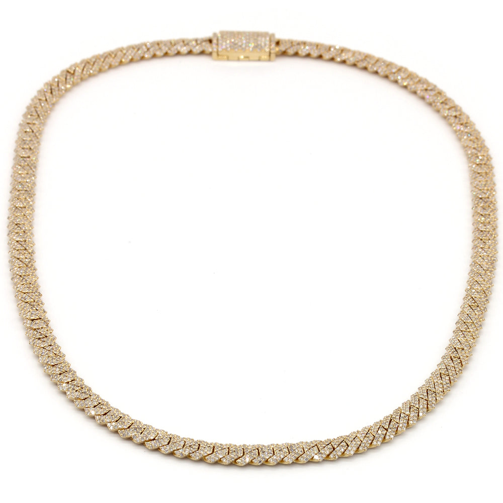 12.41 Carats F-VS Cuban Link Diamond Chain Necklace 66 Grams Solid 14k Gold - simonbjewels.co