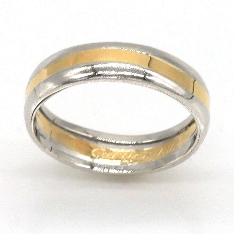 Cartier 18K Yellow White Gold Mens Wedding band Vintage - simonbjewels.co