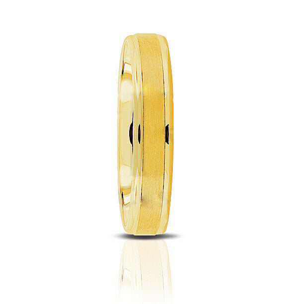 Mens 14K 4.5mm Comfort Fit Satin Center With High Polished Drop Edge Ring - simonbjewels.co