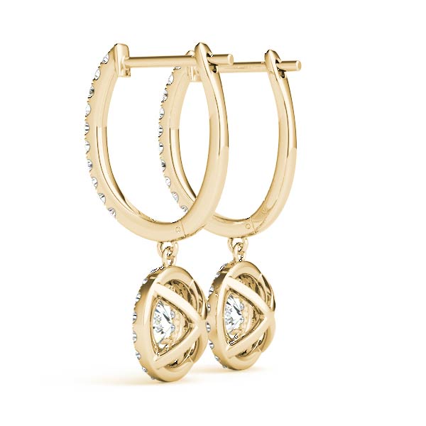 1.75 Carat F-VS Round Diamond Halo Hanging Drop Earrings set in 14k White Gold - simonbjewels.co