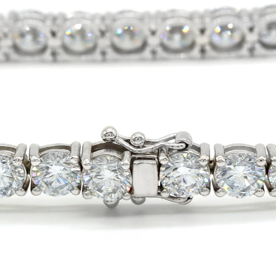 17.80 ctw Round Brilliant Diamond Eternity Tennis Bracelet Set In 14k White Gold - simonbjewels.co