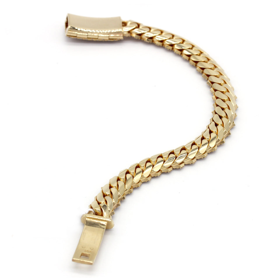 13.62 Carat F-VS Diamond Cuban Link Bracelet 90 Grams 14k Yellow Gold - simonbjewels.co