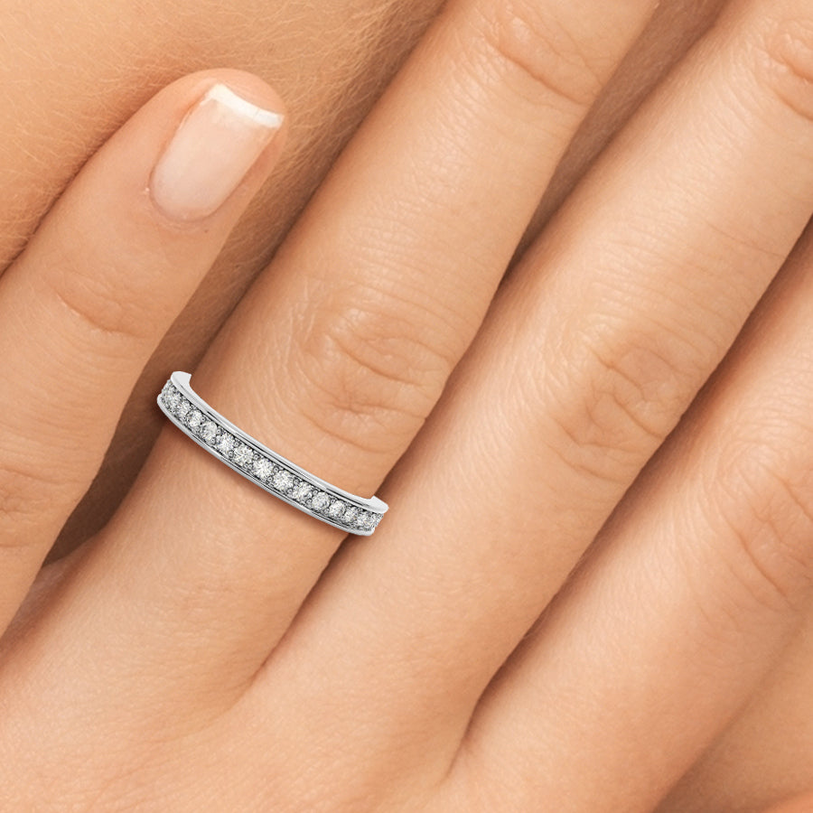 0.65ct Round Diamond Micro-Pave Matching Wedding Band Eternity Ring set in 14k Gold - simonbjewels.co