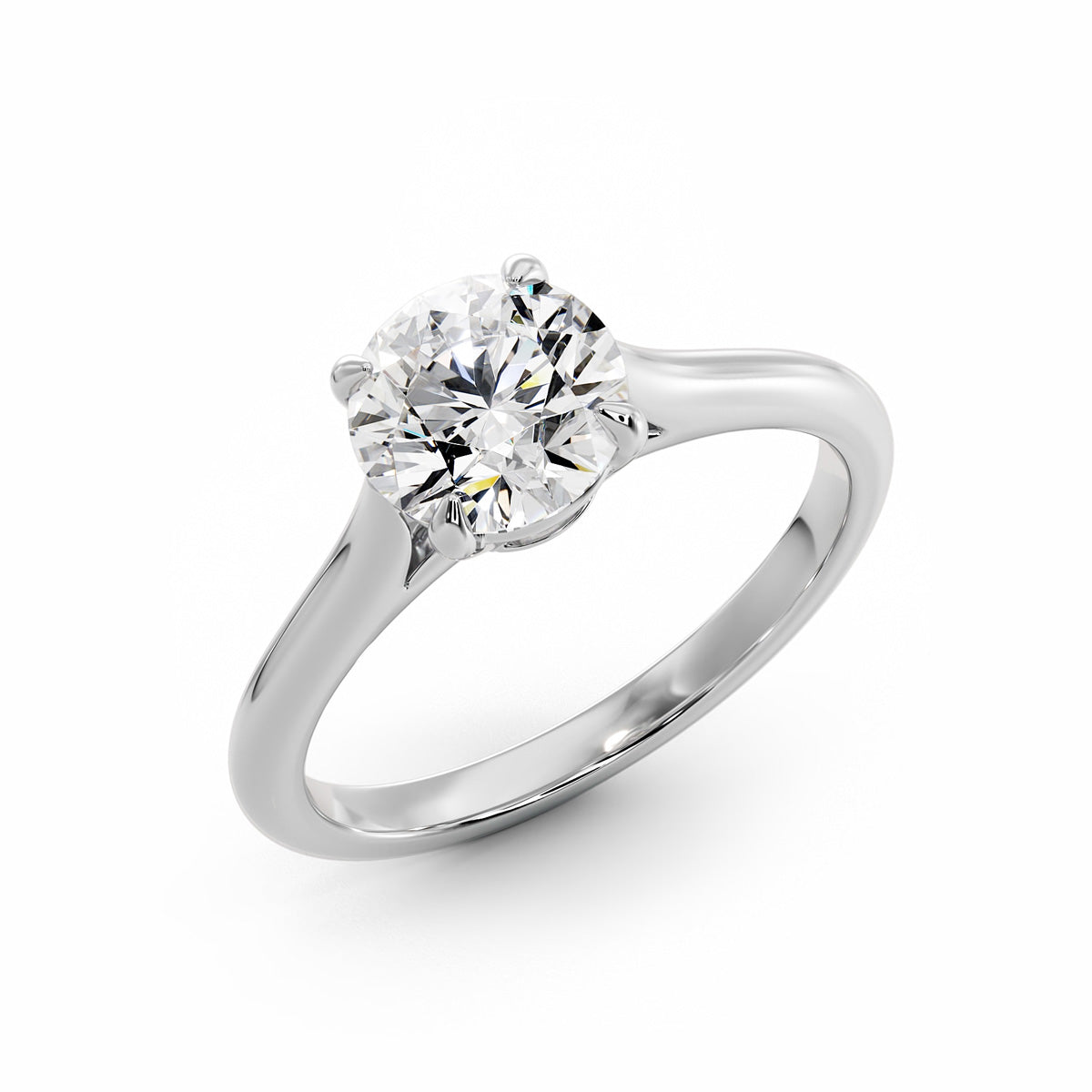 1.75ct Round cut 4-Prong Wire Band Solitaire Diamond Engagement Ring Setting In 14k Gold - simonbjewels.co