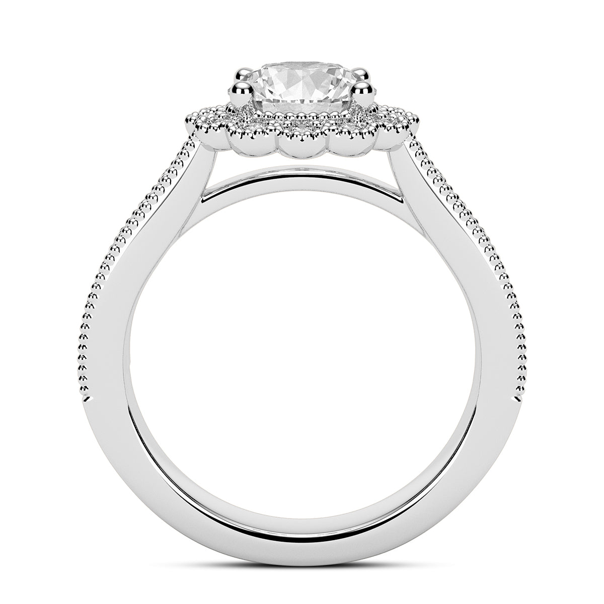 1.50ct Round Cut Vintage Halo Diamond Engagement Ring Setting (0.35ctw) In 14k Gold - simonbjewels.co