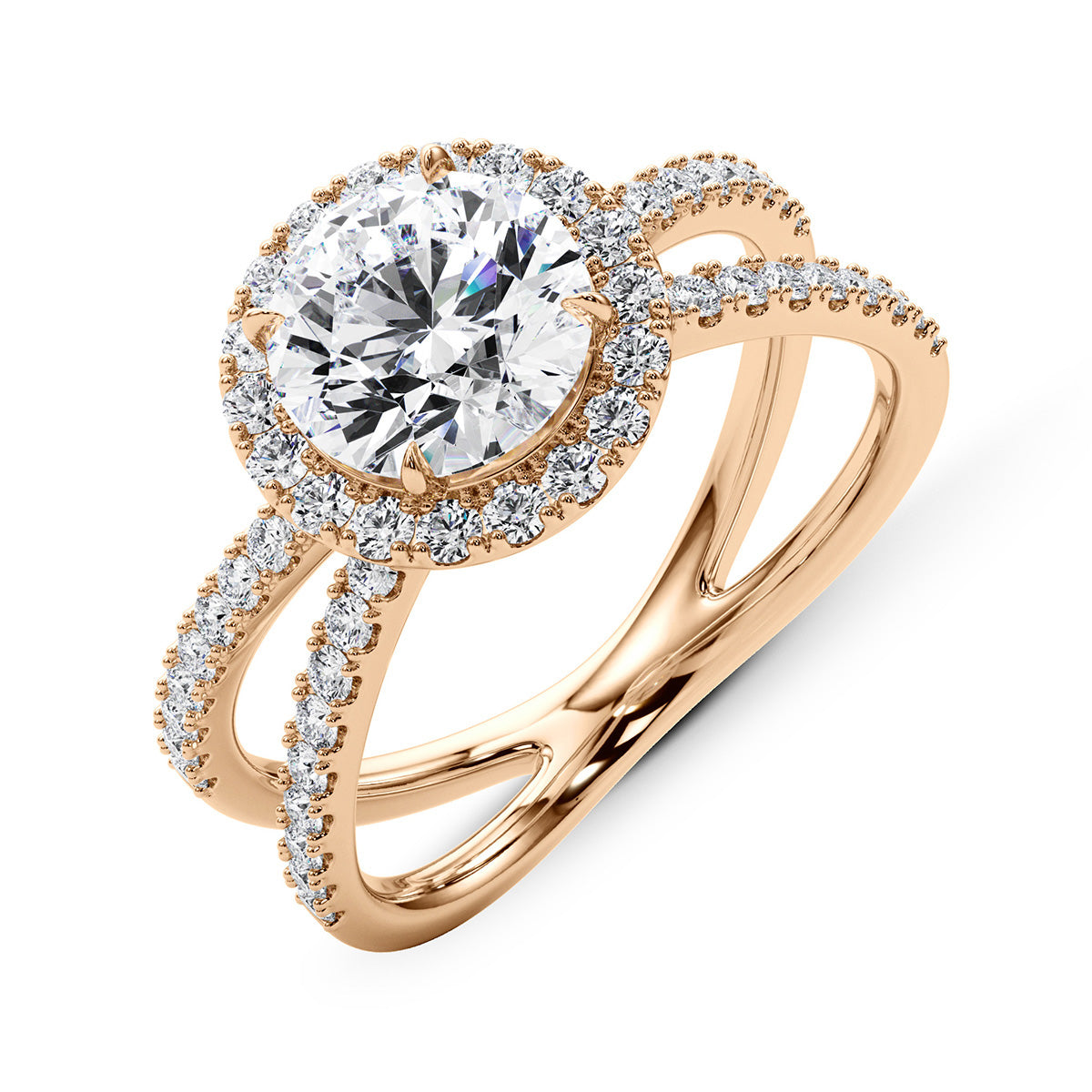 1.25ct Round Cut Infinity Halo Diamond Engagement Ring Setting (0.51ctw) In 14k Gold - simonbjewels.co