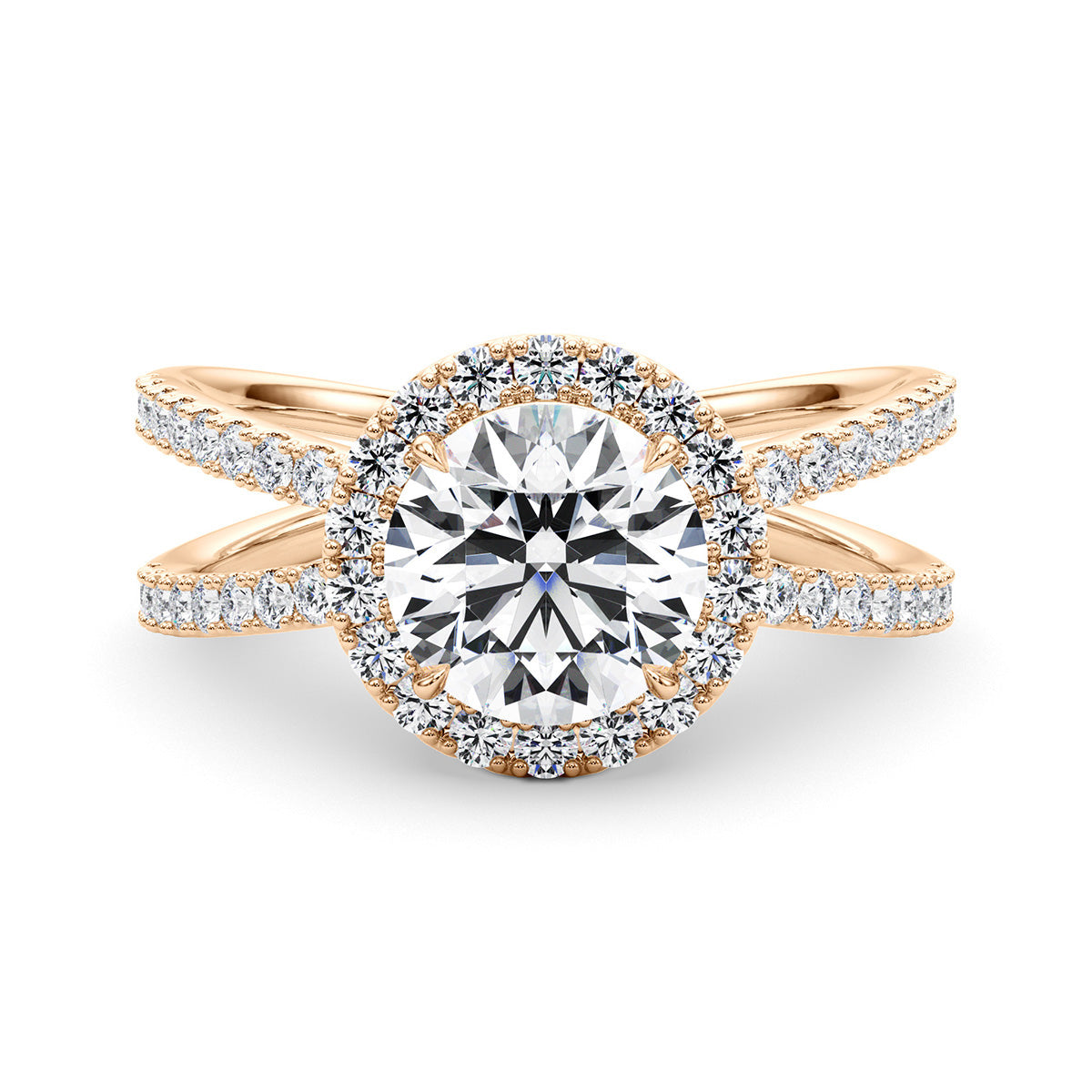 1.25ct Round Cut Infinity Halo Diamond Engagement Ring Setting (0.51ctw) In 14k Gold - simonbjewels.co