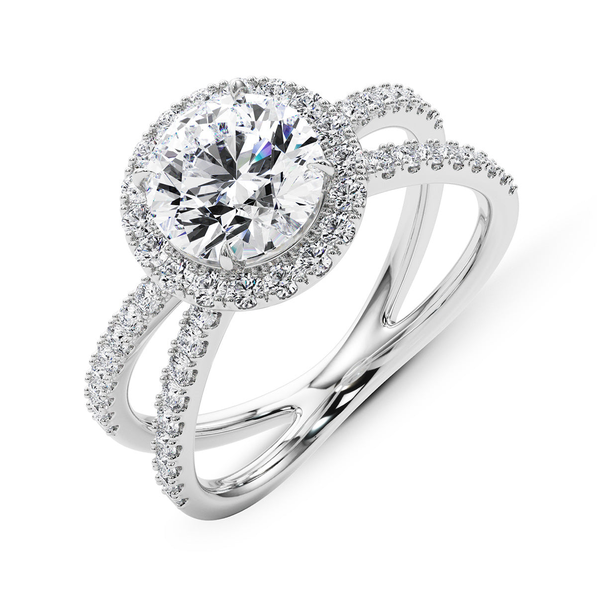 1.25ct Round Cut Infinity Halo Diamond Engagement Ring Setting (0.51ctw) In 14k Gold - simonbjewels.co