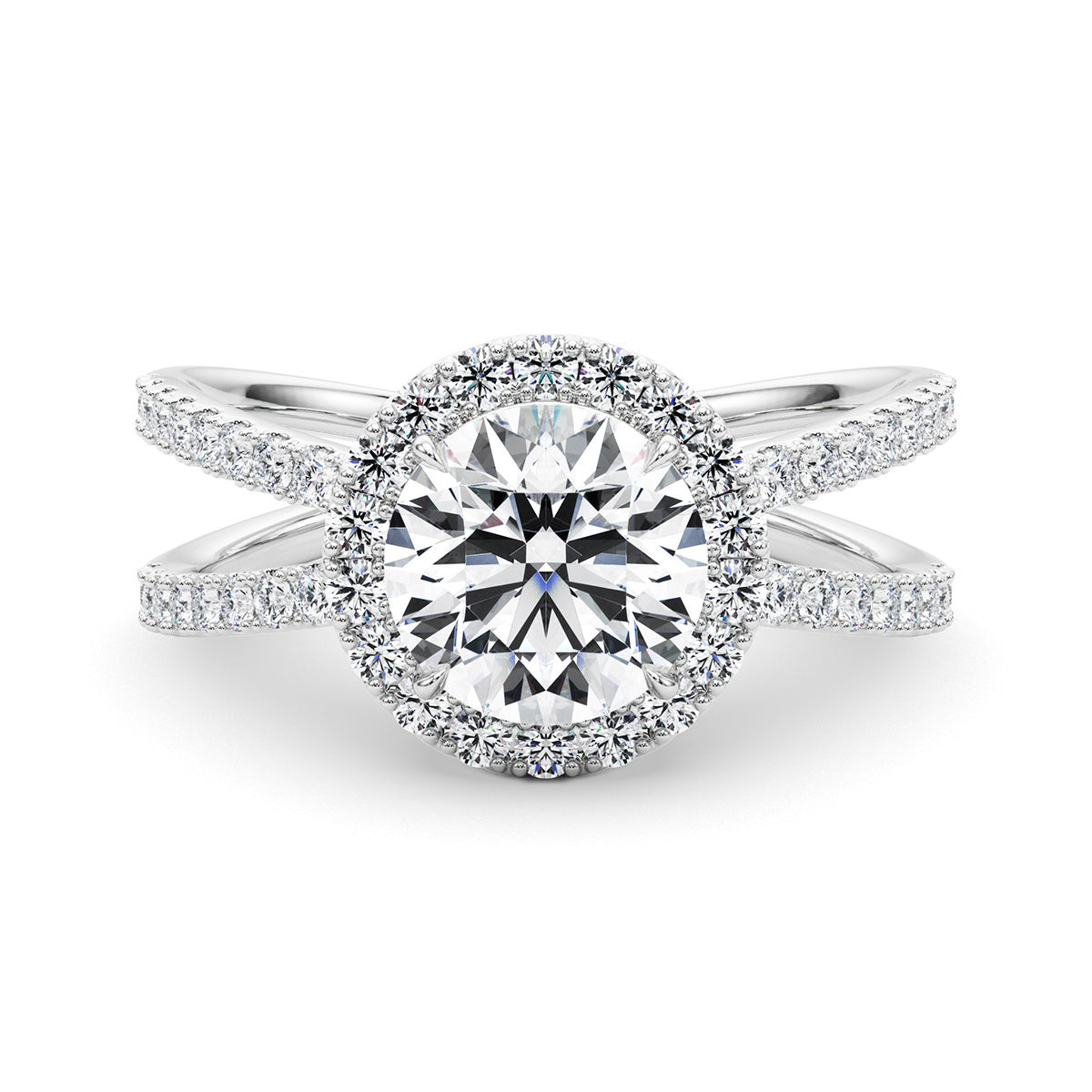 1.25ct Round Cut Infinity Halo Diamond Engagement Ring Setting (0.51ctw) In 14k Gold - simonbjewels.co