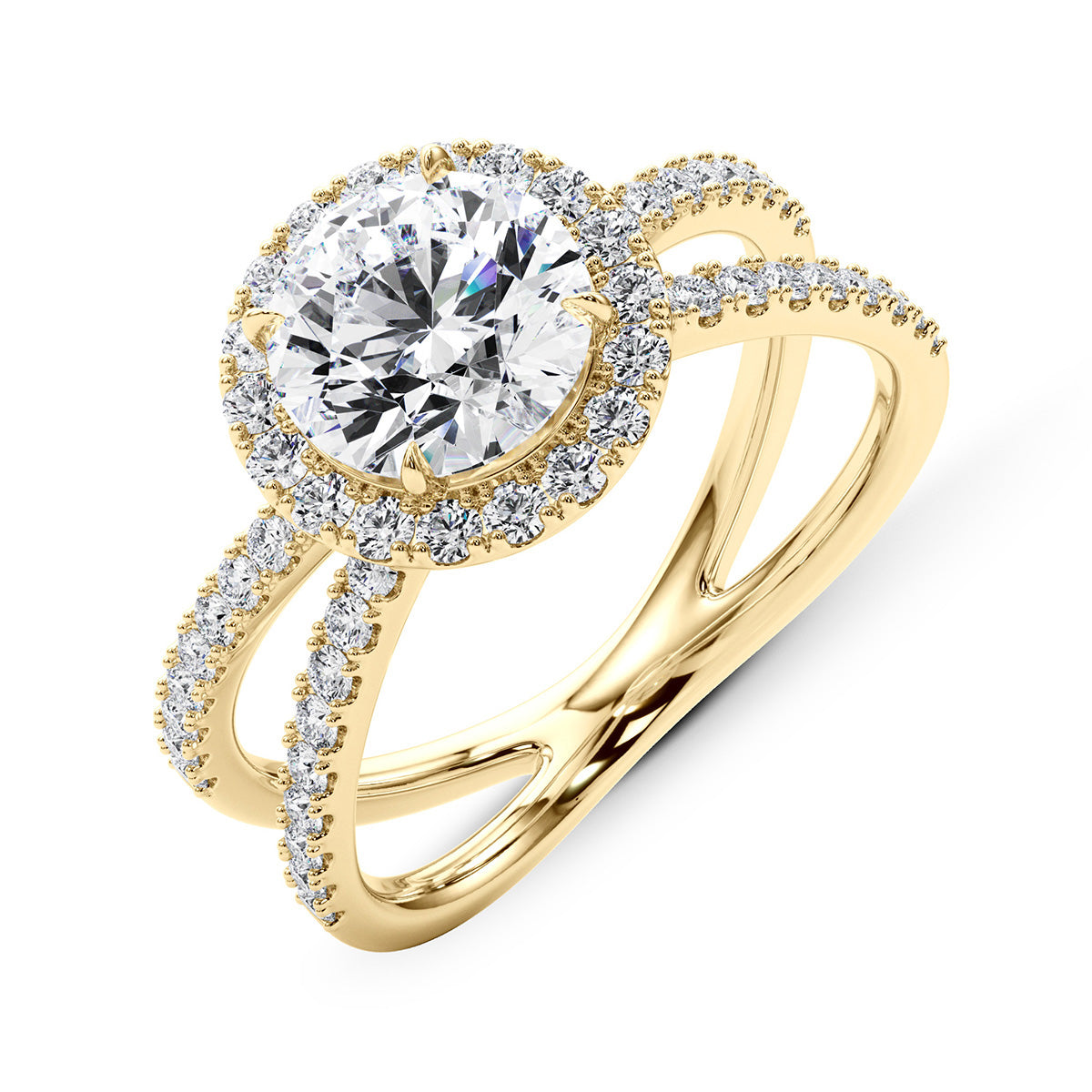 1.25ct Round Cut Infinity Halo Diamond Engagement Ring Setting (0.51ctw) In 14k Gold - simonbjewels.co