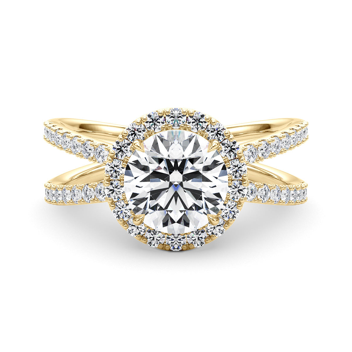 1.25ct Round Cut Infinity Halo Diamond Engagement Ring Setting (0.51ctw) In 14k Gold - simonbjewels.co