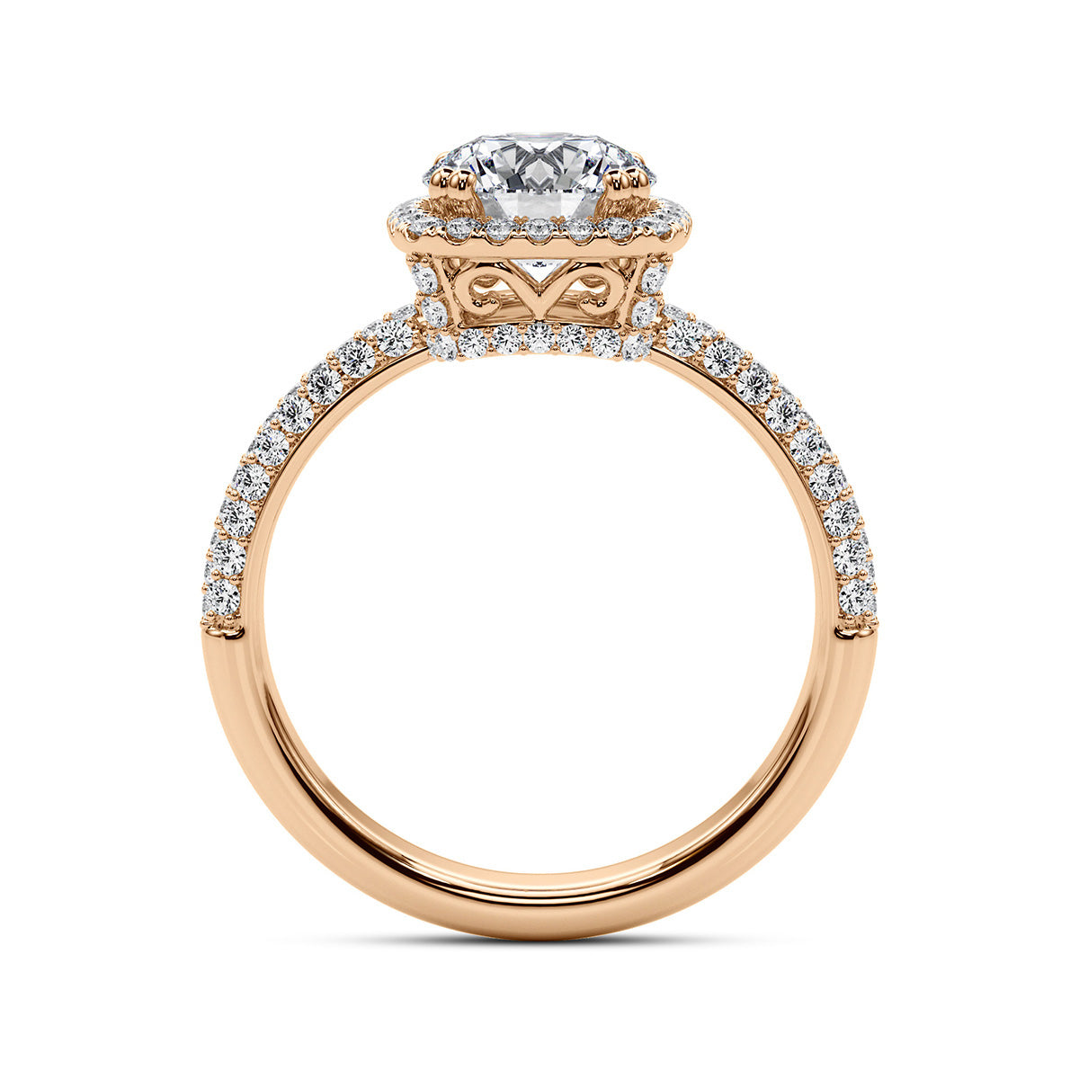 1.75ct Round Brilliant Micropavé Halo Diamond Engagement Ring Setting (0.45ctw) In 14k White Gold - simonbjewels.co