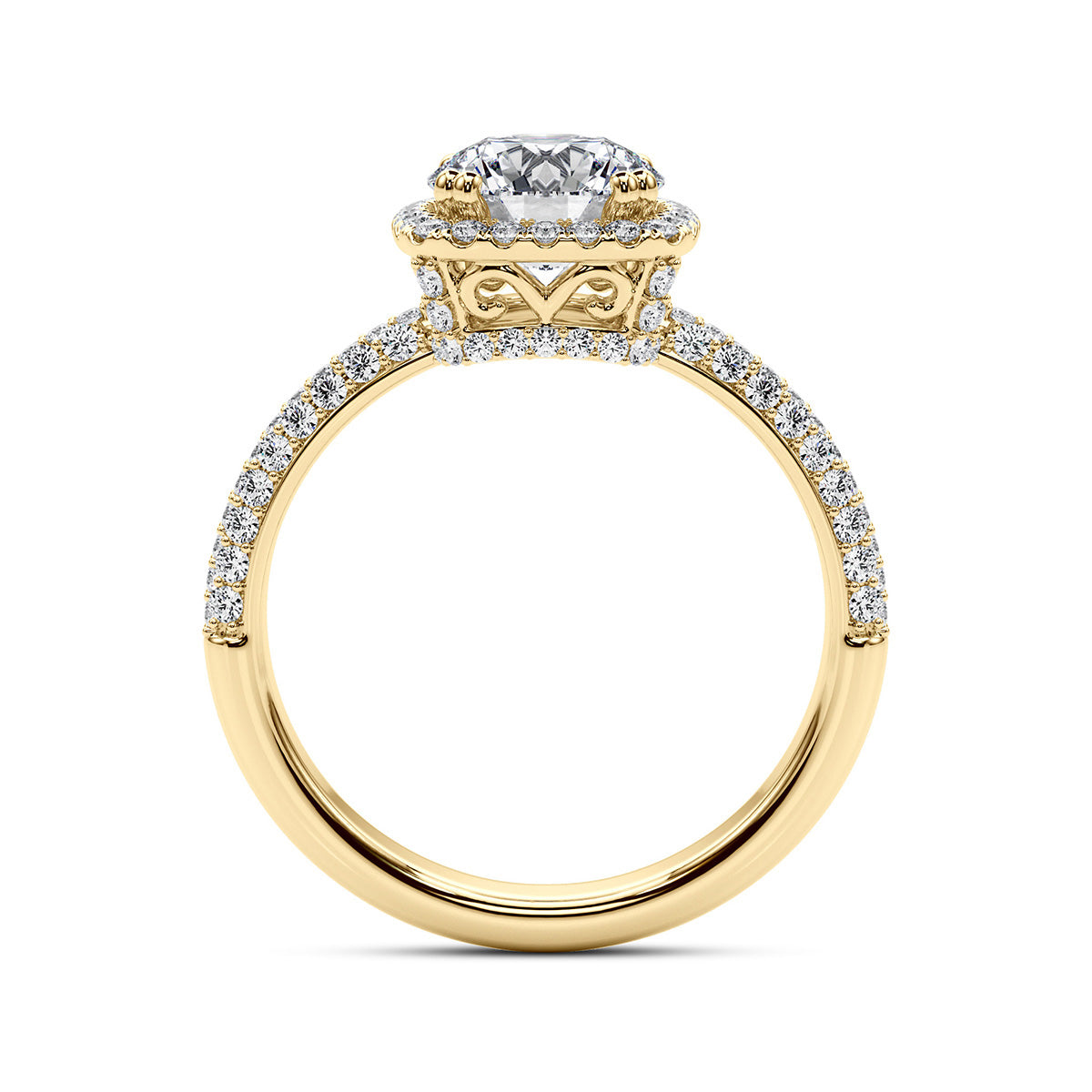 1.75ct Round Brilliant Micropavé Halo Diamond Engagement Ring Setting (0.45ctw) In 14k White Gold - simonbjewels.co